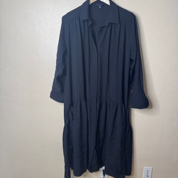COS Dress Women's Large Black Maxi Button Up Long Sleeve Oversized relaxed Fit - Picture 1 of 10